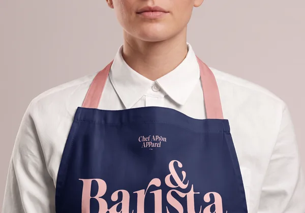 Clean Barista & Chef Apron Apparel PSD Mockup