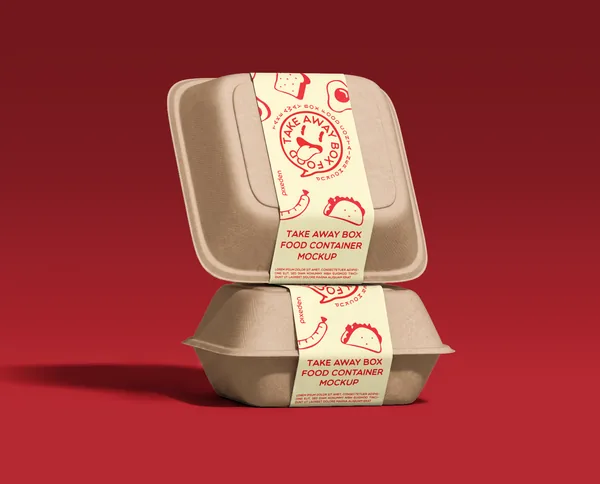 Takeaway Packaging & Delivery Kraft Food Box PSD Mockup