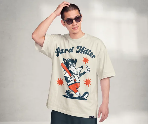 Oversized T-Shirt PSD Mockup on Male Model