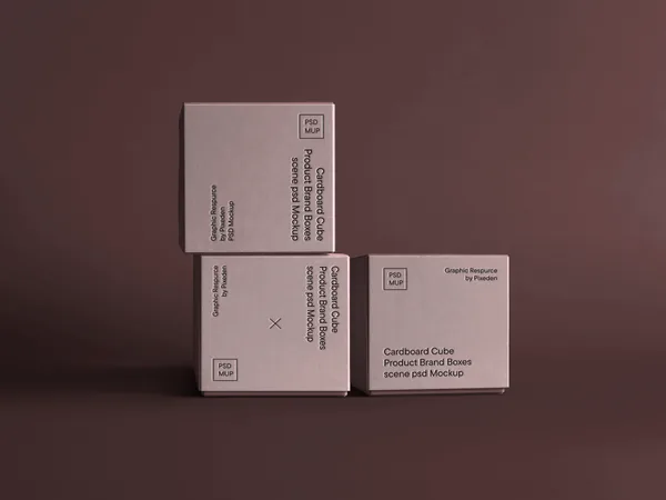 Stacked Cube Box Product Packaging PSD Mockup