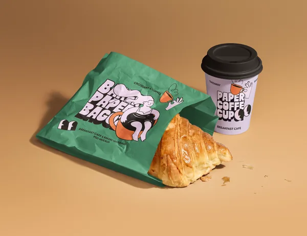 Breakfast Cafe & Bakery Takeaway PSD Mockup